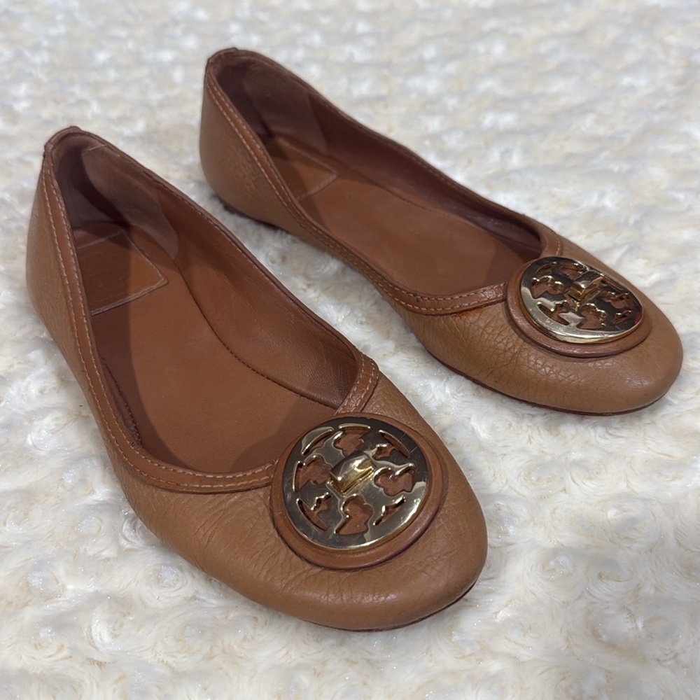 Tory Burch Brown Leather Ballet Flats